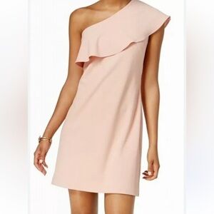 NEW Julia Jordan Women's One Shoulder Ruffled Sheath Dress Blush Size 2